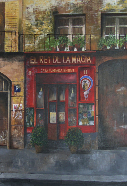 A watercolour painting of El Rey Dl Macia. Barcelona. Spain